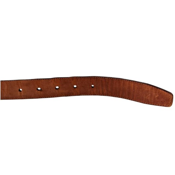 Men's Brown Italian Leather Belt Crocodile-Embossed With Silver Buckle 42" x 1" - Picture 8 of 8
